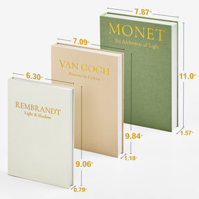 JARLINK Aesthetic Decorative Books, Set of 3 Linen Faux Book Boxes