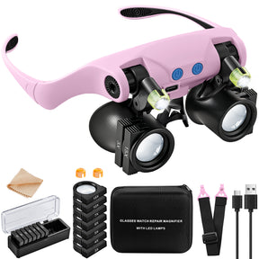 JARLINK Magnifying Glasses with LED Light, 14 Lenses, Hands Free