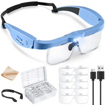 JARLINK Magnifying Glass with Light, 5 Lenses, Rechargeable Headset
