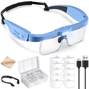 JARLINK Magnifying Glass with Light, 5 Lenses, Rechargeable Headset
