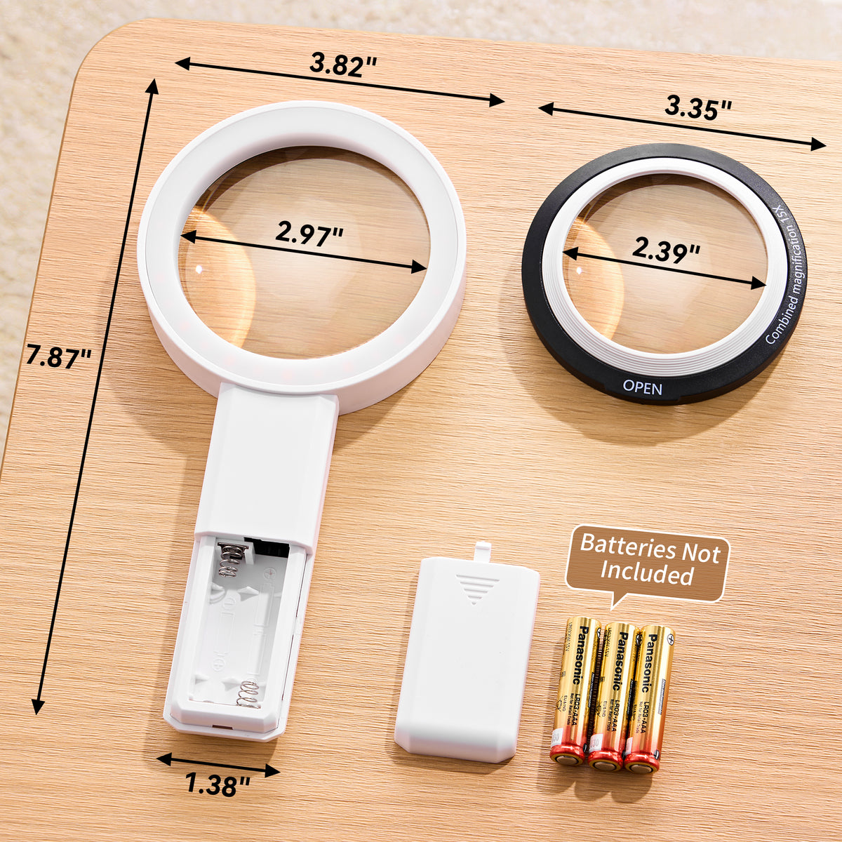 JARLINK Magnifying Glass with Light, Detachable Dual Lenses, 30 LED 3 Modes Lighted Magnifier for Seniors Reading, Close Work, Jewelry, Coins, Crafts