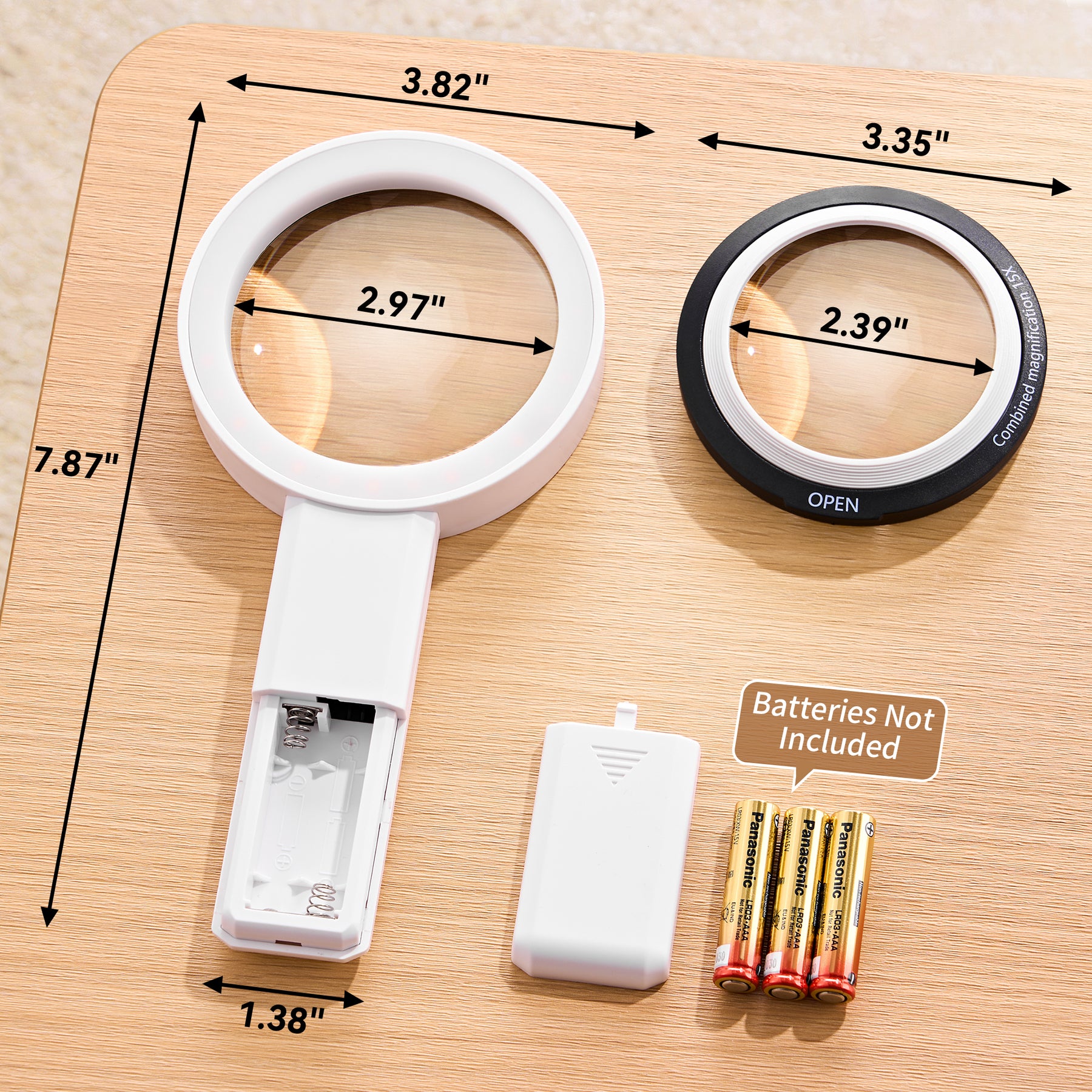 JARLINK Magnifying Glass with Light, Detachable Dual Lenses, 30 LED 3 Modes Lighted Magnifier for Seniors Reading, Close Work, Jewelry, Coins, Crafts