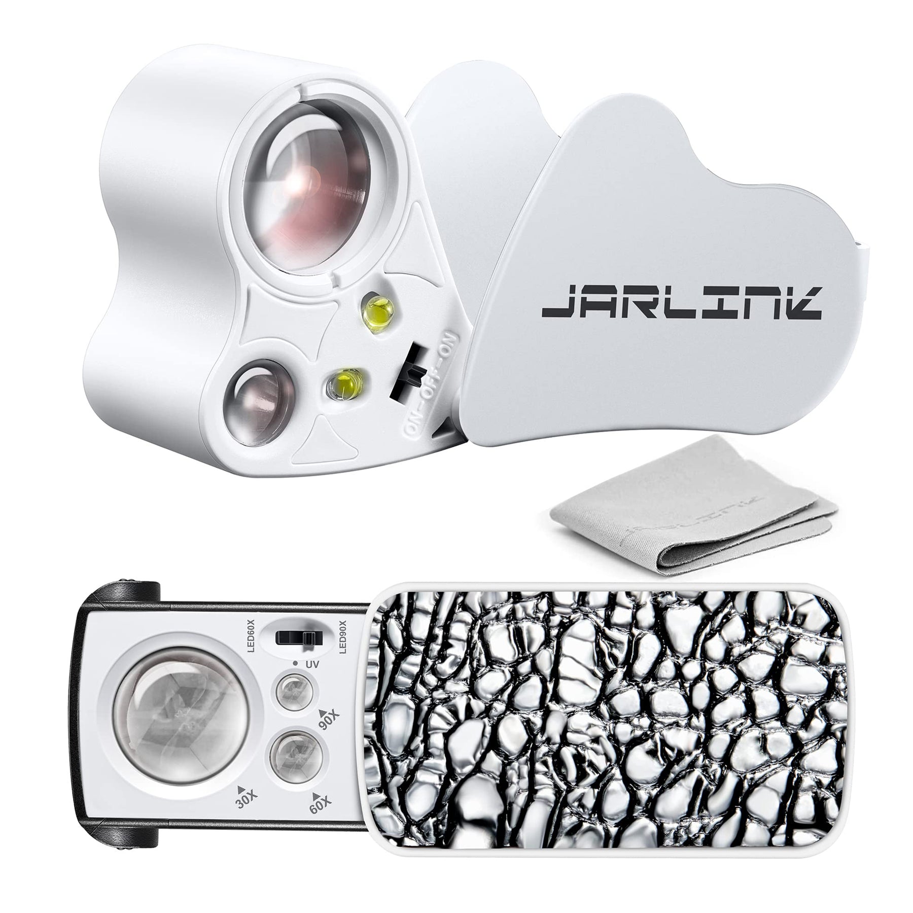 JARLINK 2 Pack Jewelers Loupe, 30X 60X Illuminated
