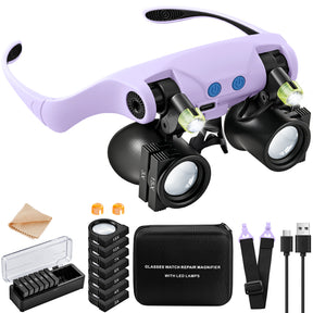 JARLINK Magnifying Glasses with LED Light, 14 Lenses, Hands Free