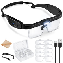 JARLINK Magnifying Glass with Light, Magnifying Glasses with 5 Lenses 0.75-4.0X and 3 LED Lights, Rechargeable Headset Magnifying Glasses for Close Work, Crafts, Reading, Jewelry and Model Makers