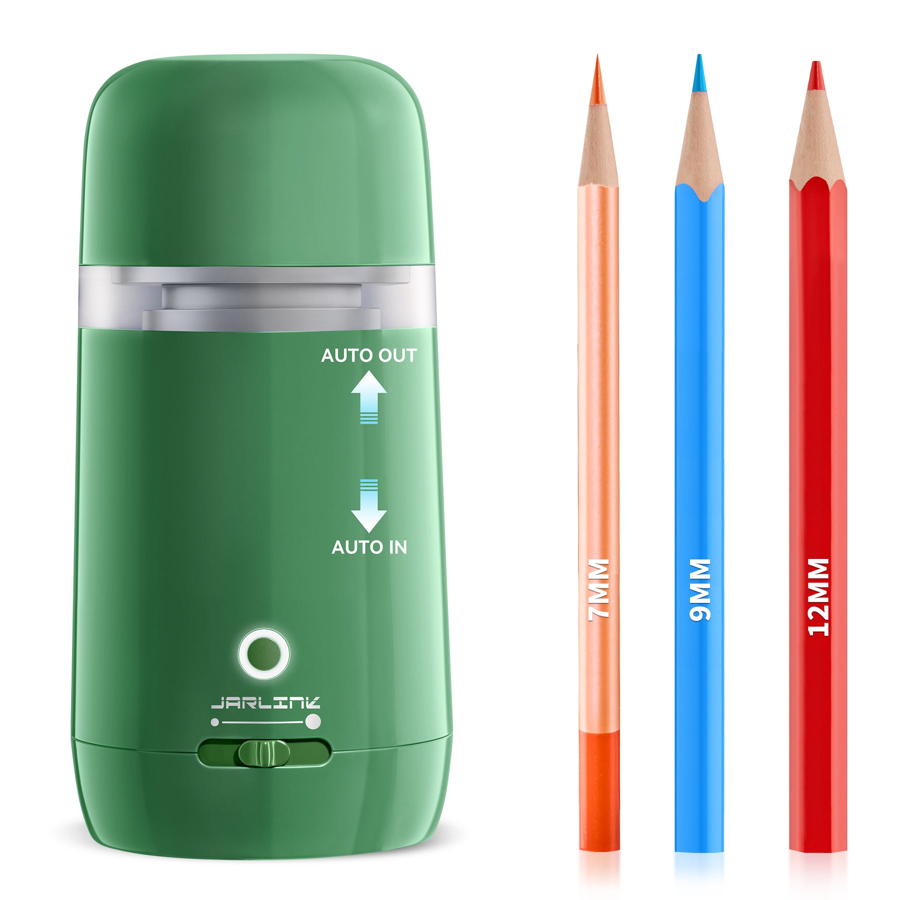 JARLINK Automatic Electric Pencil Sharpener - Hands-Free Operation, 3 Sharpness Modes, 3-Second Sharpening, Rechargeable & Portable for 7-12mm Pencils, Ideal for Classroom and Home Use