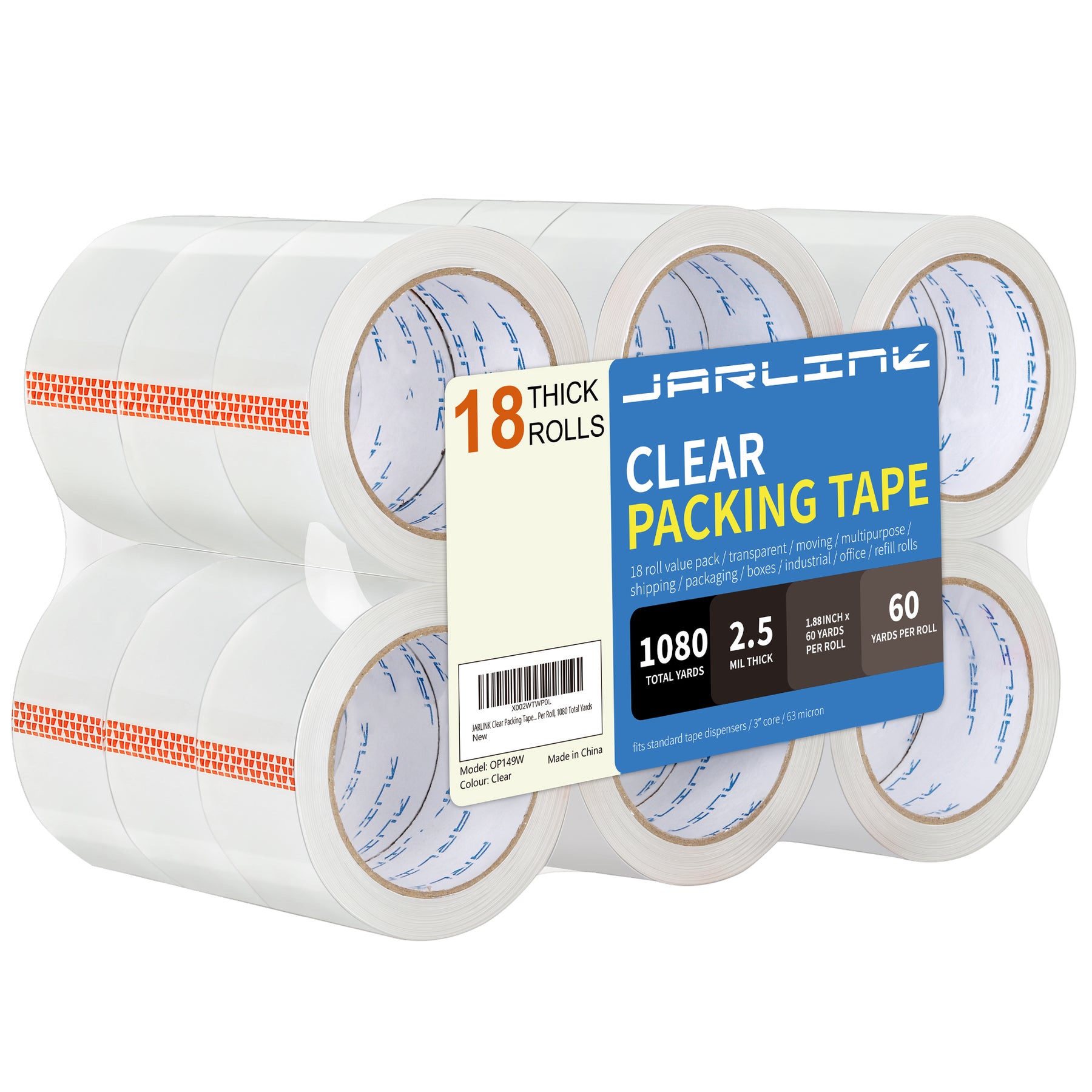 JARLINK Clear Packing Tape, Heavy Duty Packaging Tape