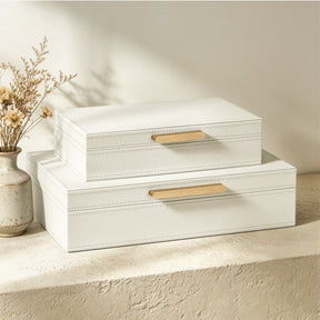JARLINK Decorative Storage Boxes with Lids, PU Leather Bins