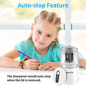 JARLINK Electric Pencil Sharpener, Heavy-duty Helical Blade to Fast Sharpen, Auto Stop for No.2/Colored Pencils(6-8mm), USB/Battery Operated in School Classroom/Office/Home