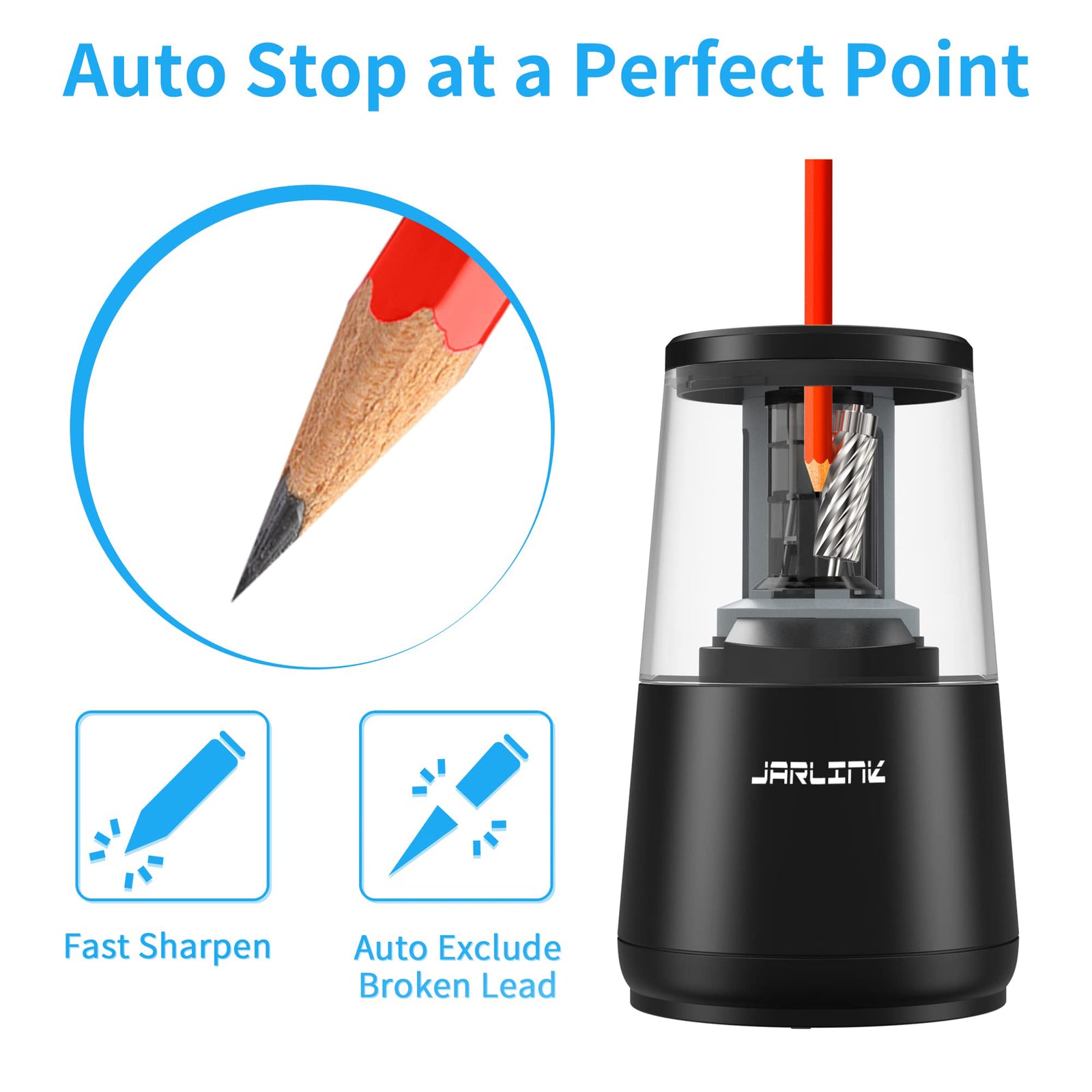 Snapklik.co : JARLINK Electric Pencil Sharpener, Heavy-Duty Helical - View #7