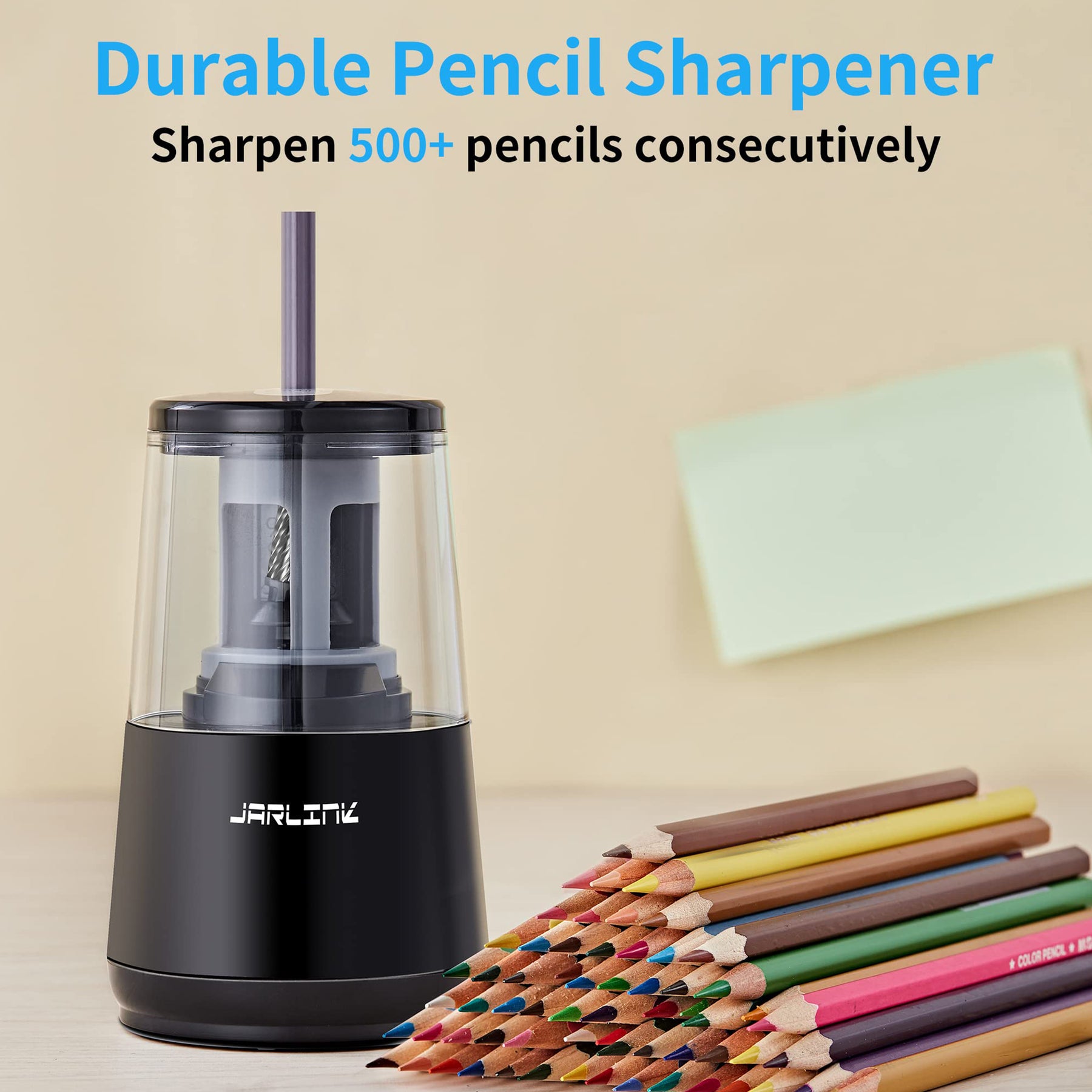Jarlink jarlink electric pencil sharpener, heavy duty pencil sharpener for  6-12mm colored pencils, auto stop, fast sharpen in 3s, 800