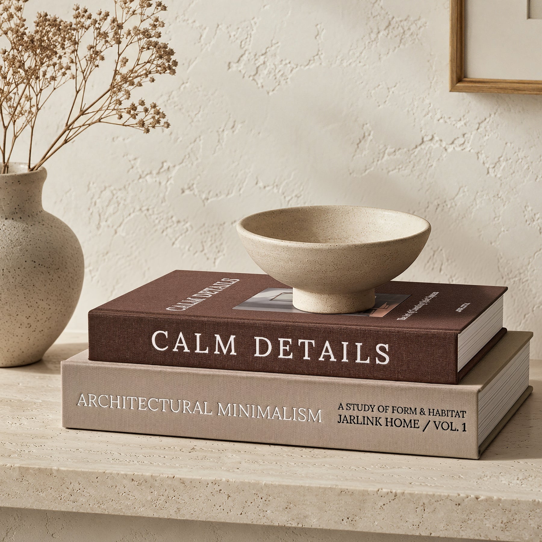 JARLINK Aesthetic Decorative Books, Set of 2 Linen Faux Book Boxes
