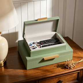 JARLINK Decorative Storage Boxes with Lids, PU Leather Bins