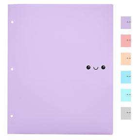 JARLINK 6 Pack Folders with Pockets, Heavy Duty 2 Pocket Folders with 3 Hole Punched, Cute Smile Face A4 Size File Folders for School, Office Folder Bulk, Filing Cabinet, Business Resume, 6 Colors
