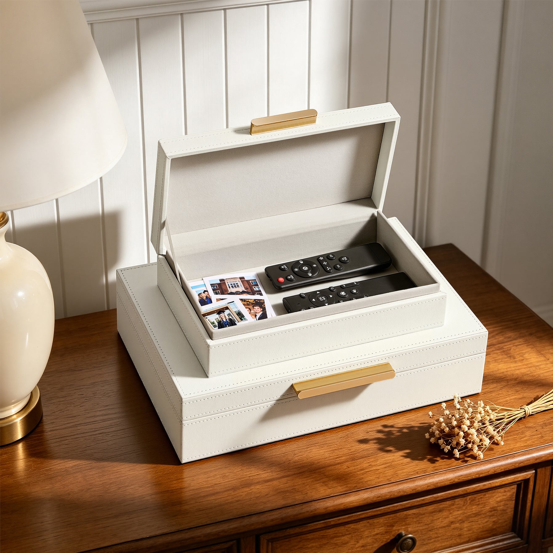 JARLINK Decorative Storage Boxes with Lids, PU Leather Bins