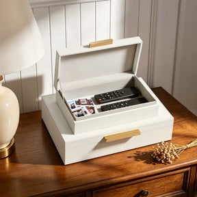 JARLINK Decorative Storage Boxes with Lids, PU Leather Bins