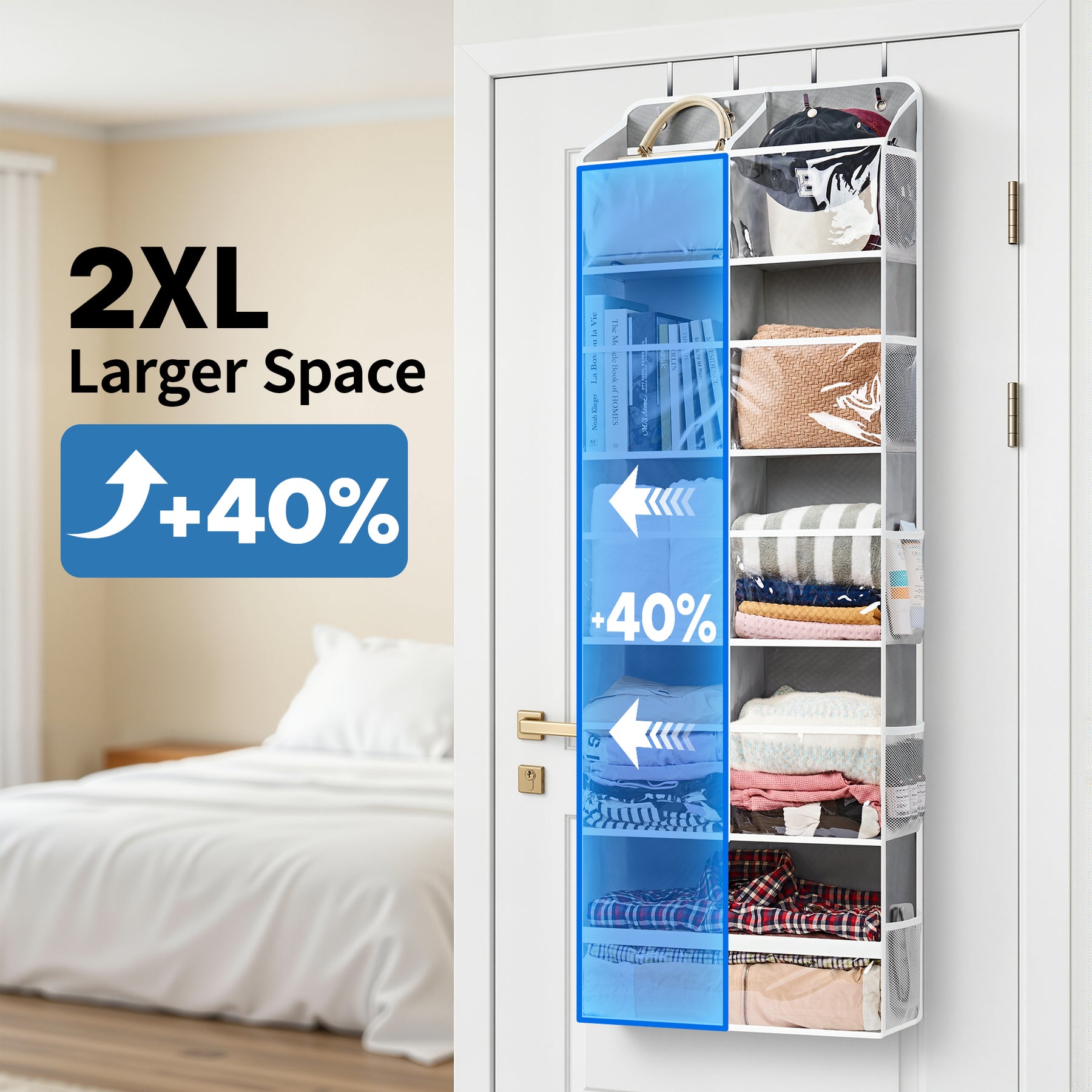 JARLINK Over the Door Organizer for Bedroom, Pantry, Bathroom, 5 Shelf