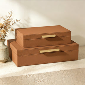 JARLINK Decorative Storage Boxes with Lids, PU Leather Bins
