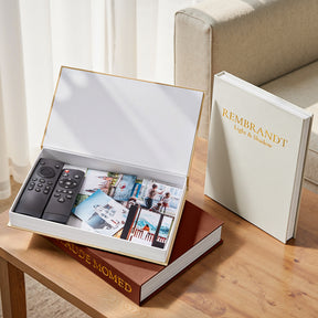 JARLINK Aesthetic Decorative Books, Set of 3 Linen Faux Book Boxes