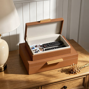 JARLINK Decorative Storage Boxes with Lids, PU Leather Bins