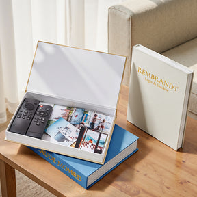 JARLINK Aesthetic Decorative Books, Set of 3 Linen Faux Book Boxes
