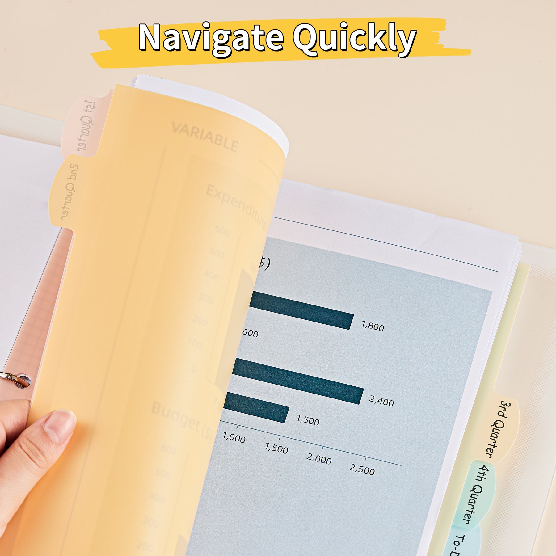 JARLINK 8 Tabs Binder Dividers for 3 Ring Binders, Write & Erase