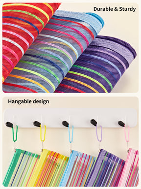 JARLINK Zipper Mesh Pouch, 120 Pcs Durable Pencil Pouches in 10 Colors