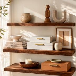 JARLINK Decorative Storage Boxes with Lids, PU Leather Bins