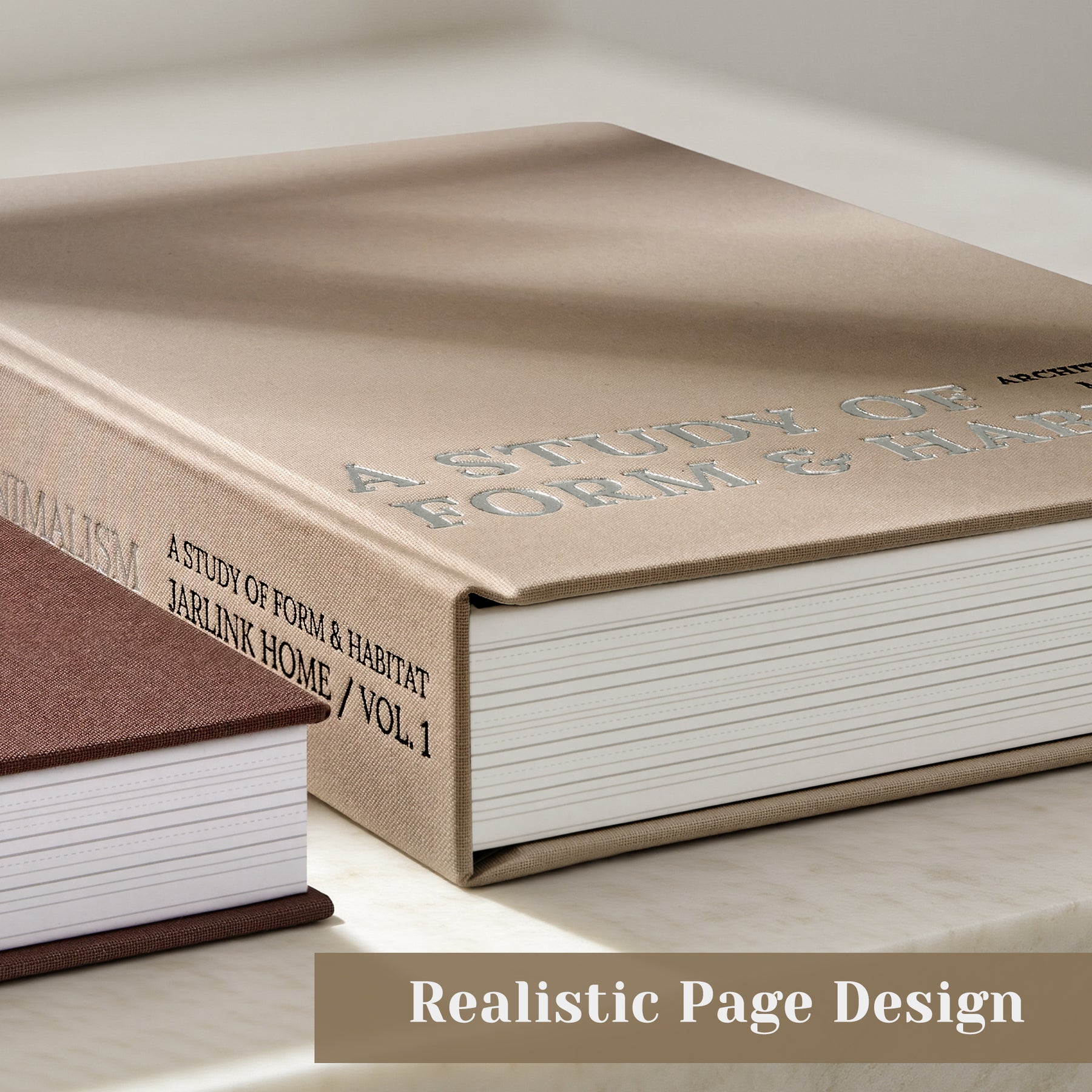 JARLINK Aesthetic Decorative Books, Set of 2 Linen Faux Book Boxes
