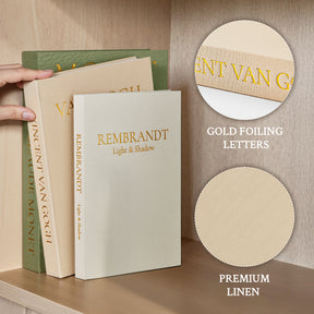 JARLINK Aesthetic Decorative Books, Set of 3 Linen Faux Book Boxes