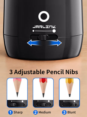 JARLINK Automatic Electric Pencil Sharpener - Hands-Free Operation, 3 Sharpness Modes, 3-Second Sharpening, Rechargeable & Portable for 7-12mm Pencils, Ideal for Classroom and Home Use