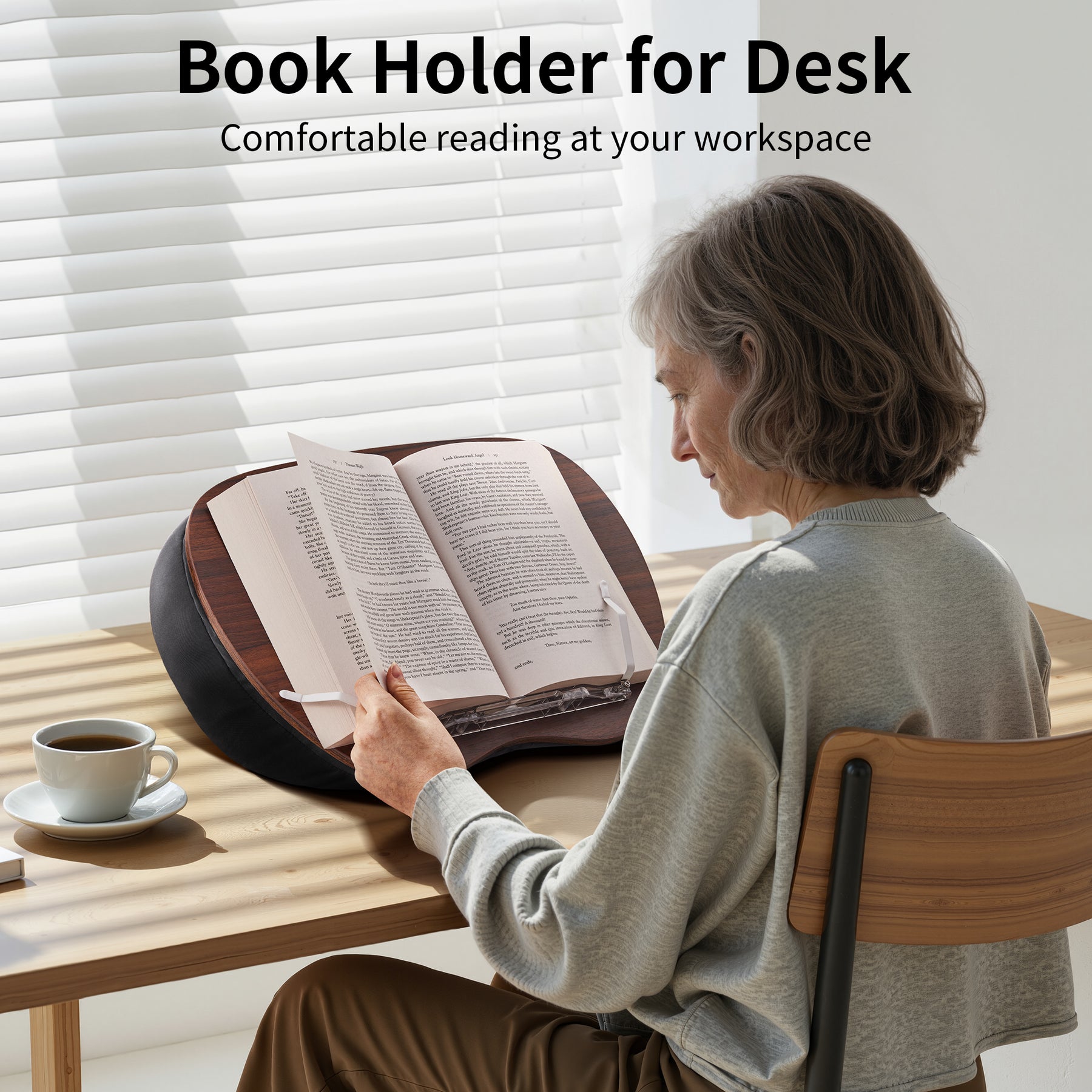 JARLINK Lap Beanbag Book Stand, Hands-Free Reading Pillow Stand for Neck Support, Comfortable Beanbag Book Holder for Bed, Sofa, Dorm Room, Travel (Muted Gray)