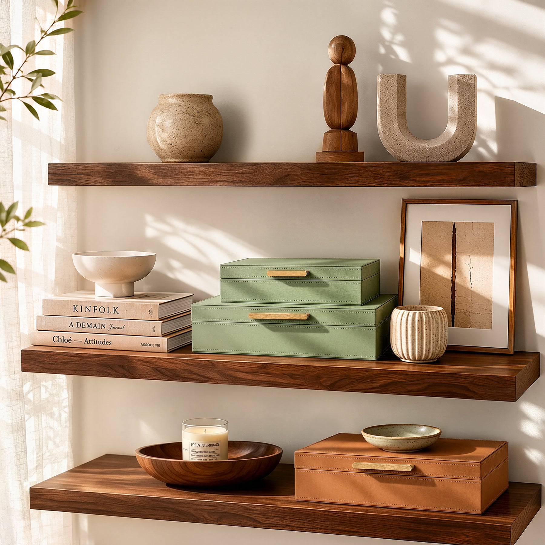 JARLINK Decorative Storage Boxes with Lids, PU Leather Bins
