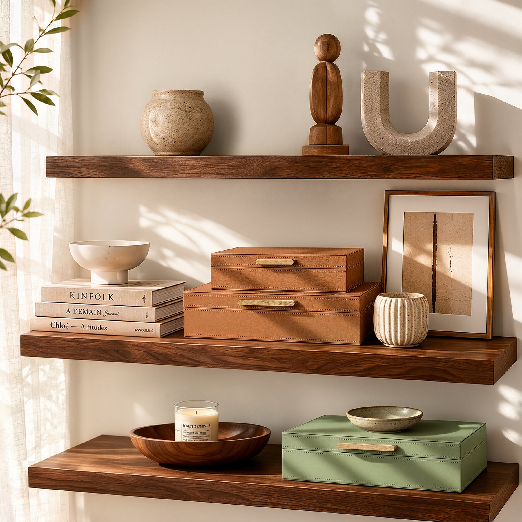 JARLINK Decorative Storage Boxes with Lids, PU Leather Bins