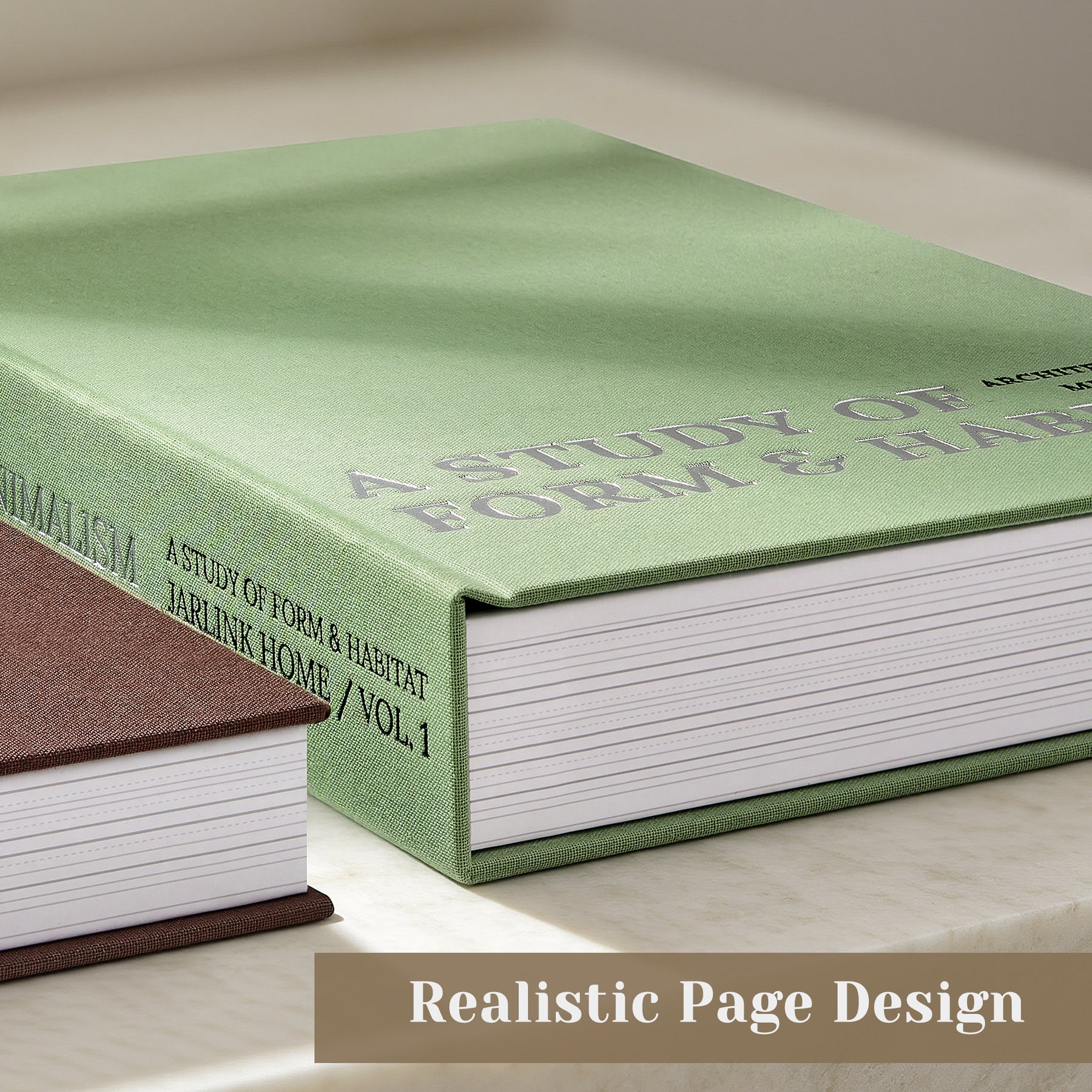 JARLINK Aesthetic Decorative Books, Set of 2 Linen Faux Book Boxes