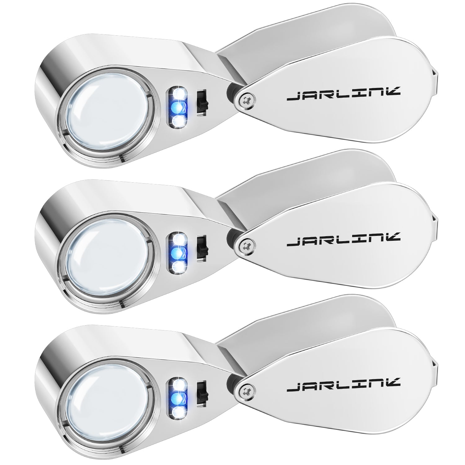 JARLINK 40X Foldable LED UV Metal Jewelers Loupe Magnifier