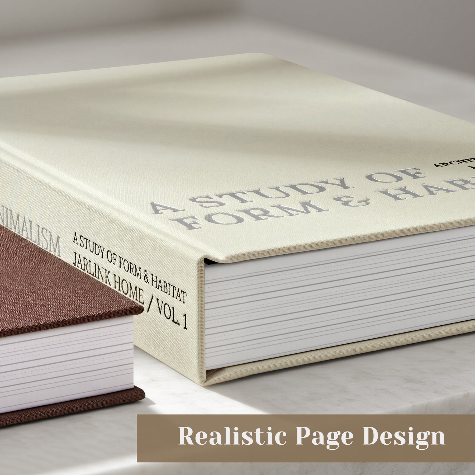JARLINK Aesthetic Decorative Books, Set of 2 Linen Faux Book Boxes