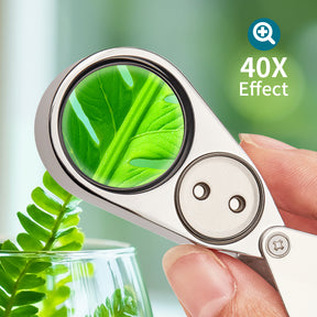 JARLINK 40X Foldable LED UV Metal Jewelers Loupe Magnifier