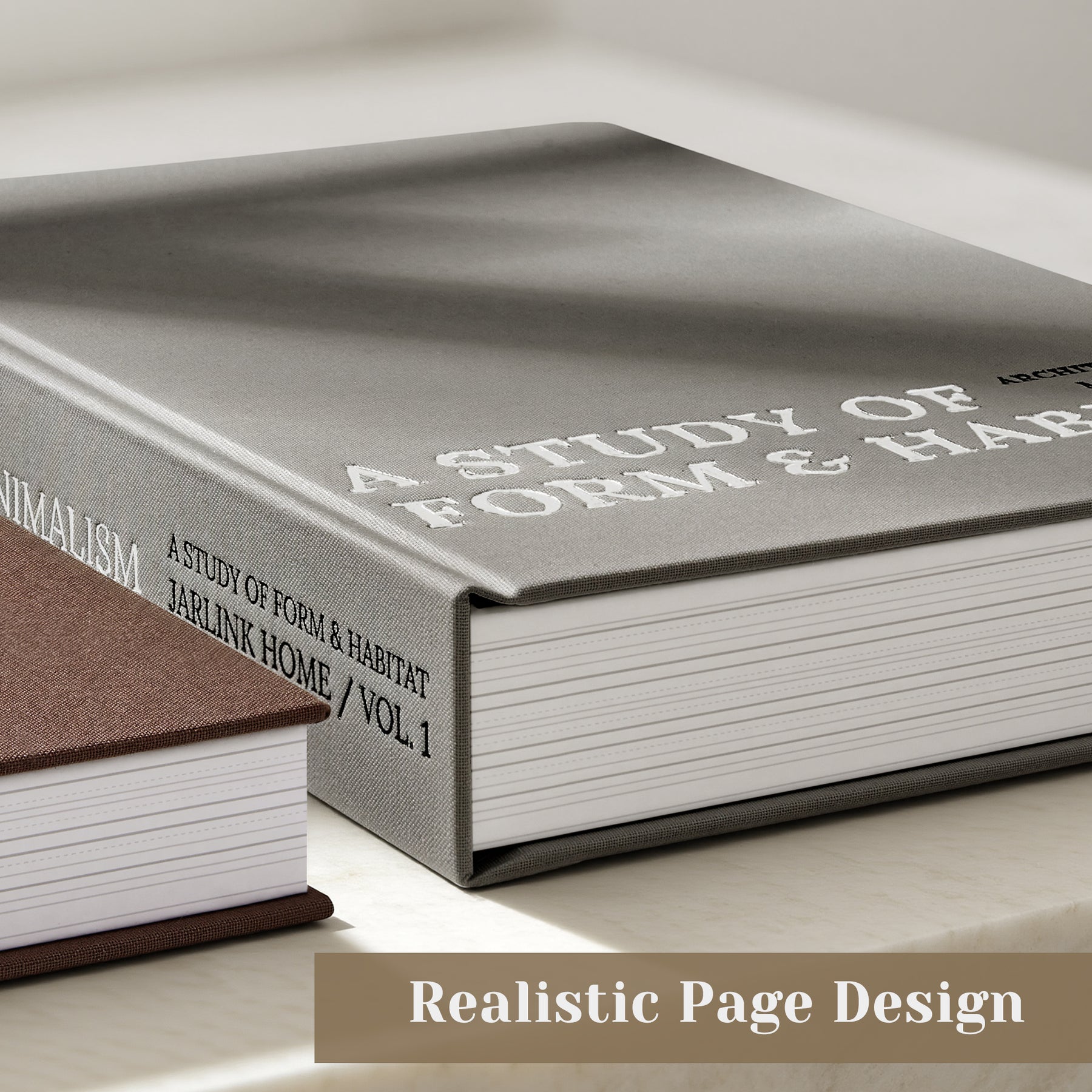 JARLINK Aesthetic Decorative Books, Set of 2 Linen Faux Book Boxes
