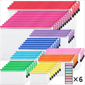 JARLINK 18 Pack 8 Sizes Mesh Pouch, 9 Colors, Waterproof Zipper File Bags Document Multipurpose Travel Bags for Office Supplies Cosmetics Travel Accessories
