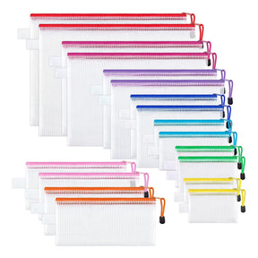 EOOUT 24pcs Zipper Pencil Pouch, Waterproof Zipper File Bag Pen Case, for Office Supplies, Travel Accessories and Cosmetics, 12 Colors