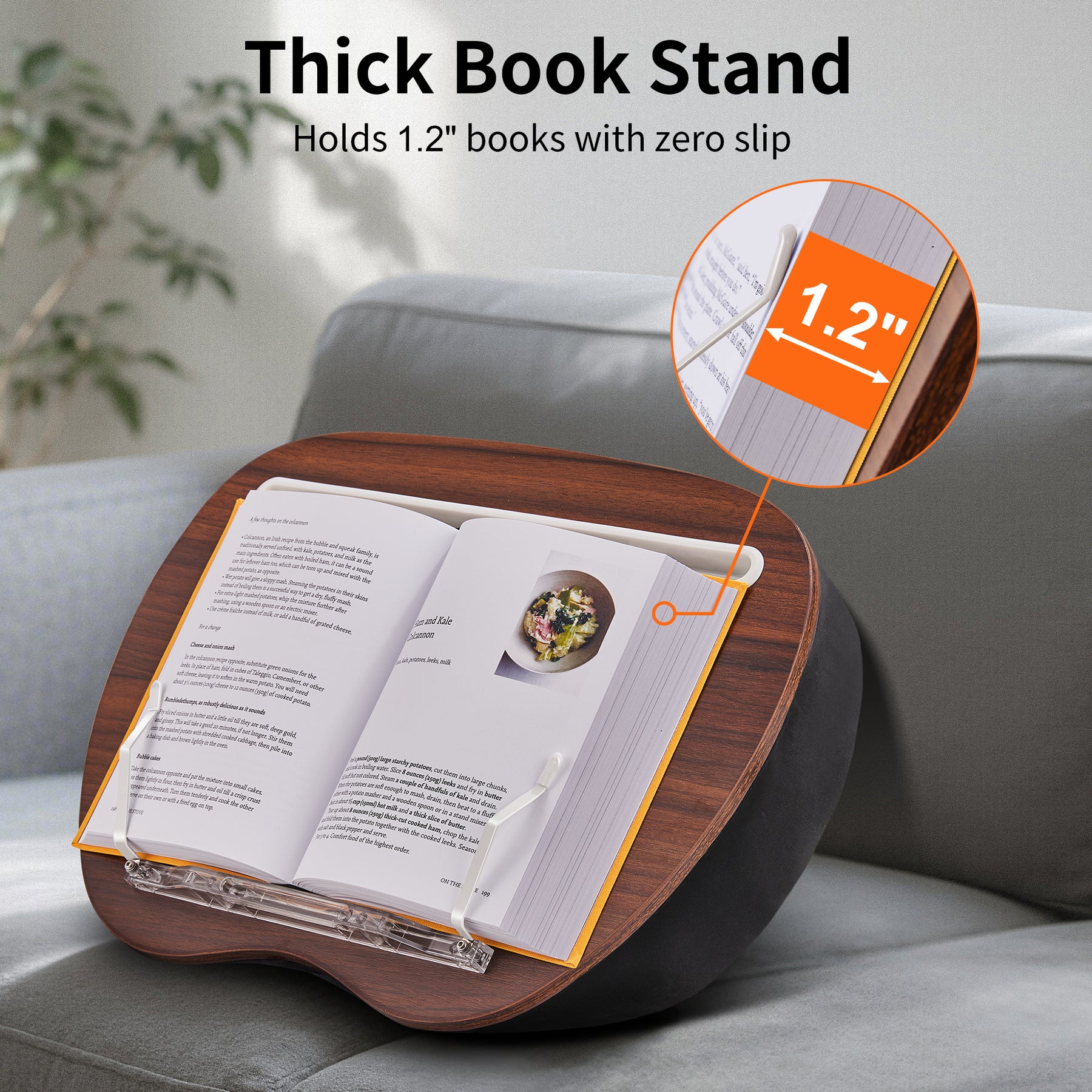 JARLINK Lap Beanbag Book Stand, Hands-Free Reading Pillow Stand for Neck Support, Comfortable Beanbag Book Holder for Bed, Sofa, Dorm Room, Travel (Muted Gray)