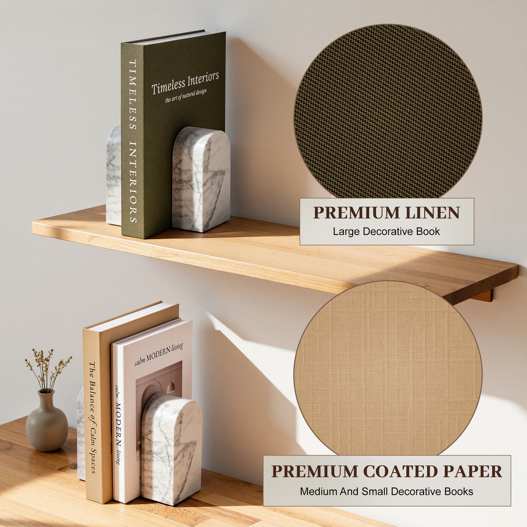 JARLINK Decorative Books, Set of 3 Stackable Fake Book Storage Boxes