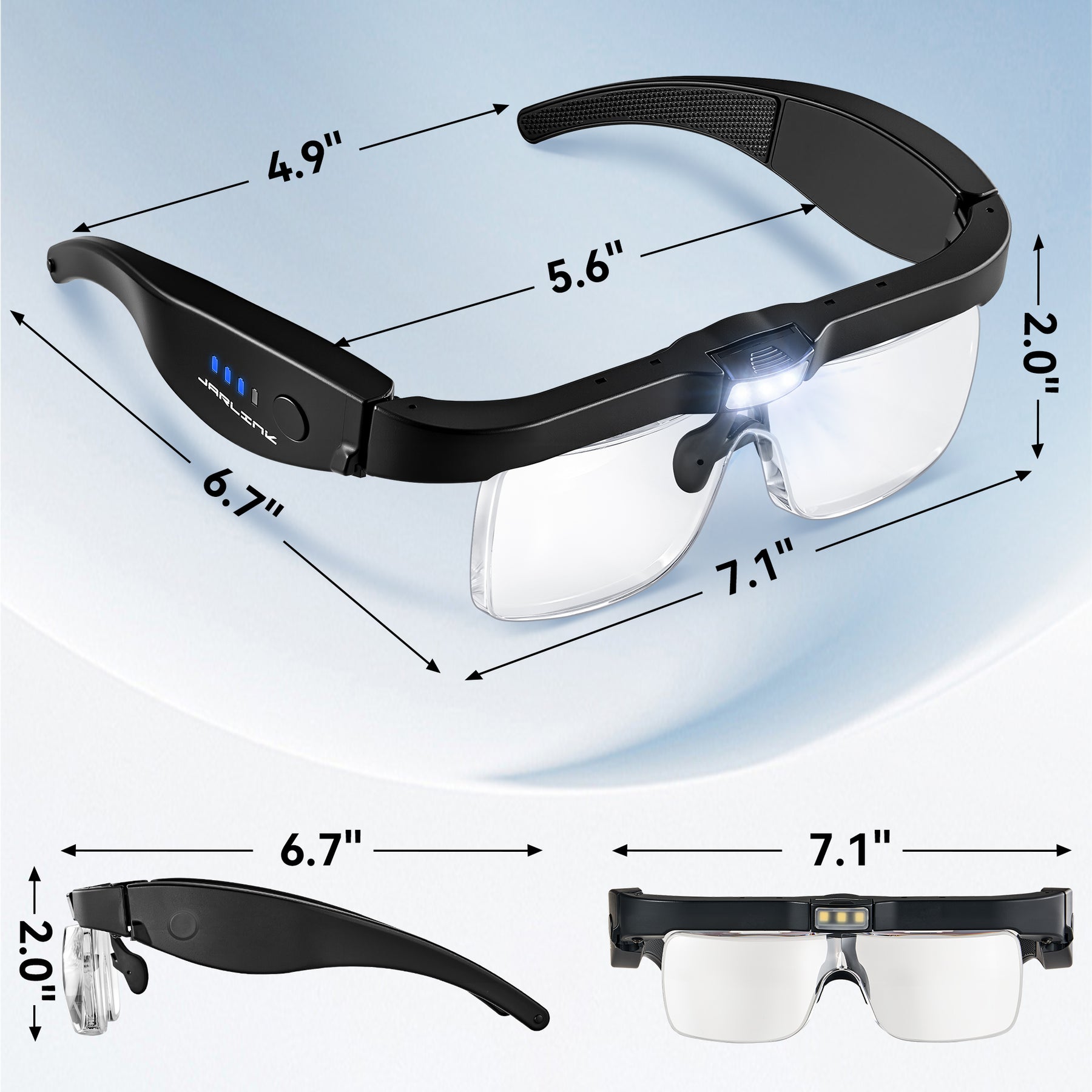 JARLINK Magnifying Glass with Light, 5 Lenses, Rechargeable Headset