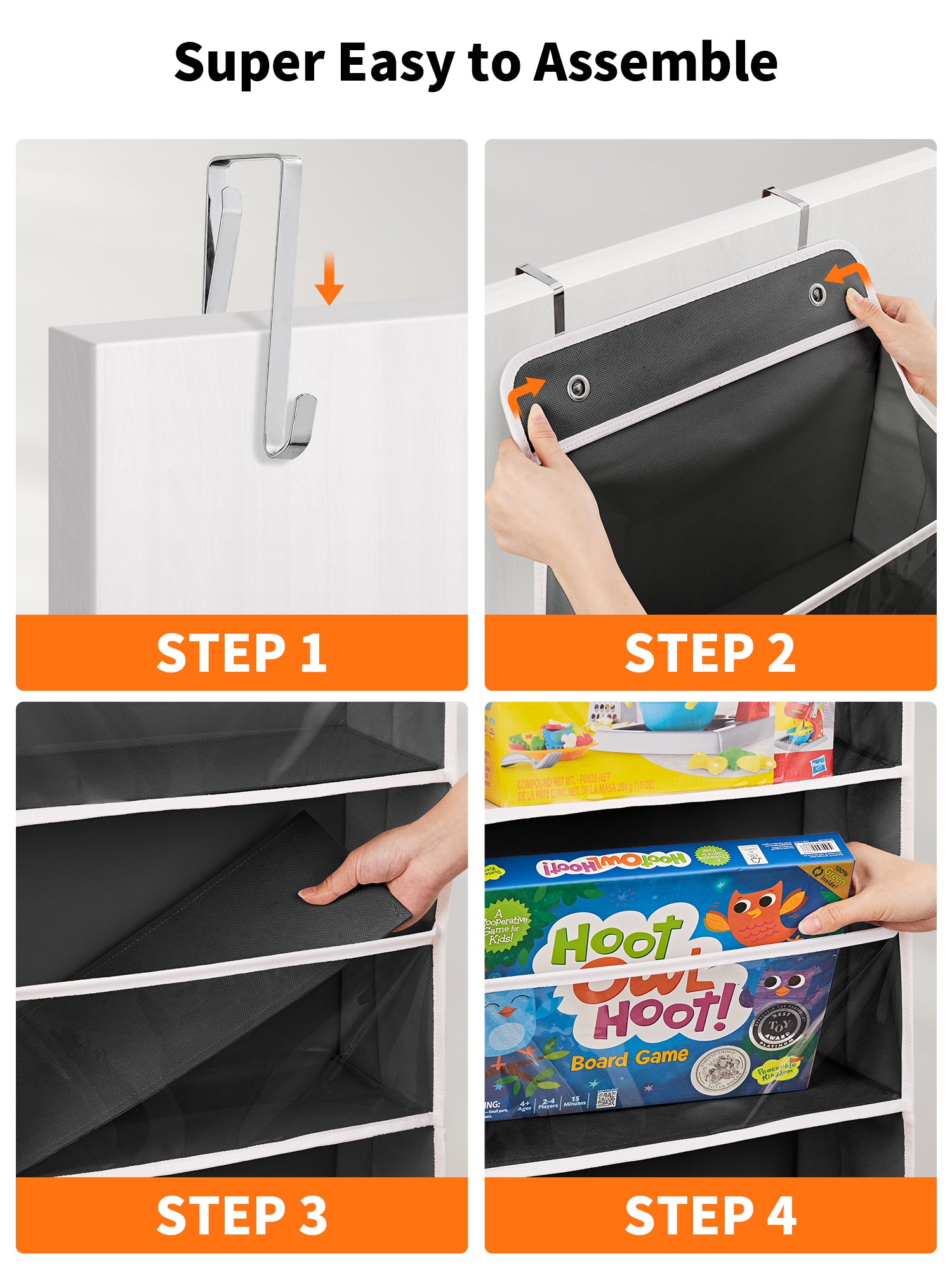 JARLINK Over The Door Toy Storage Organizer w/Clear Window
