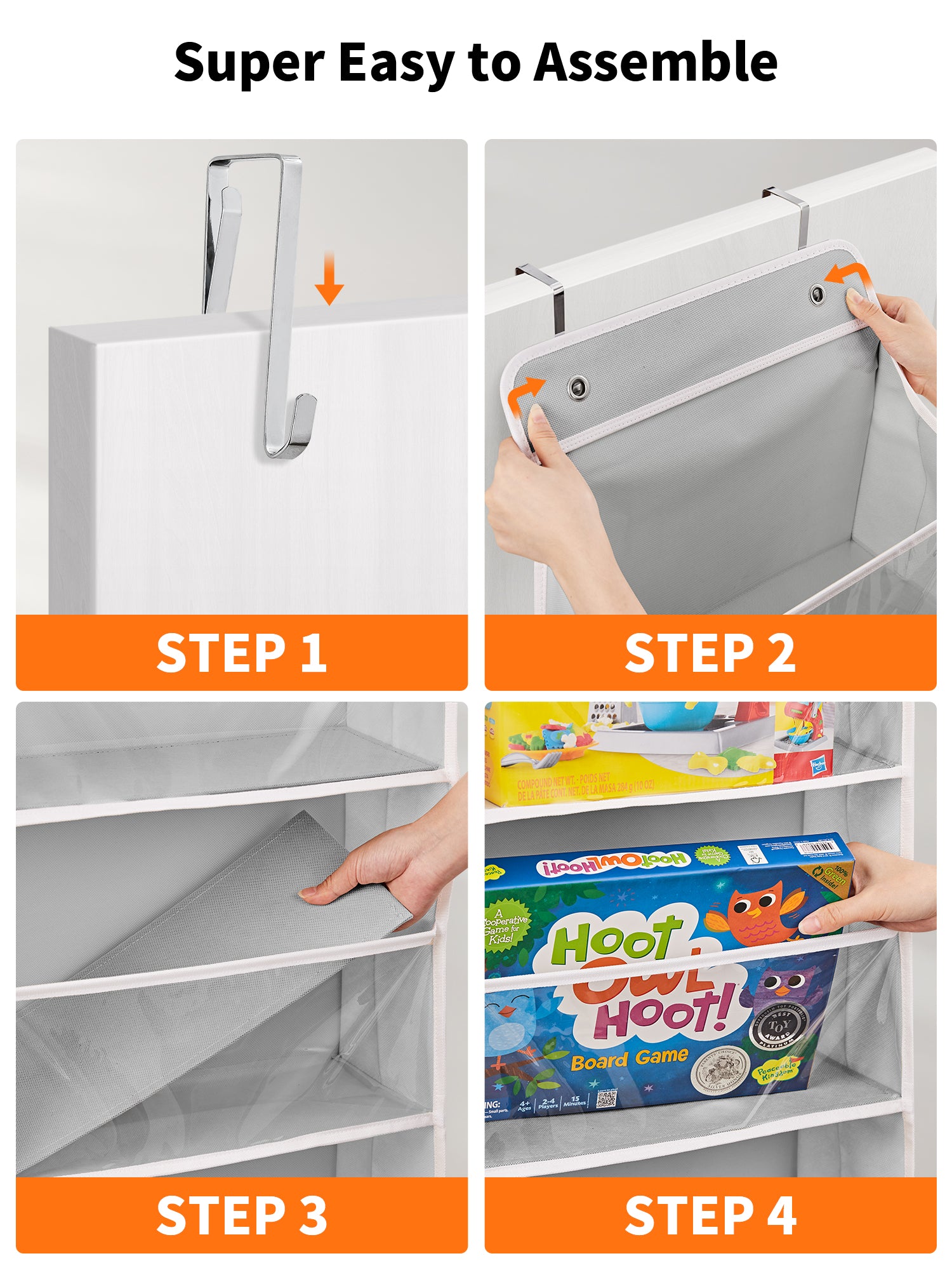 JARLINK Over The Door Toy Storage Organizer w/Clear Window