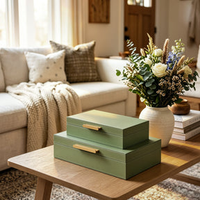 JARLINK Decorative Storage Boxes with Lids, PU Leather Bins