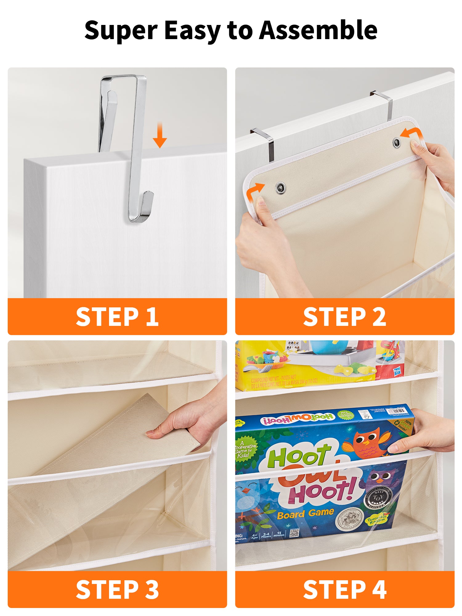 JARLINK Over The Door Toy Storage Organizer w/Clear Window