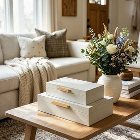 JARLINK Decorative Storage Boxes with Lids, PU Leather Bins