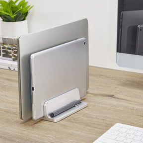 JARLINK Vertical Laptop Stand Holder, Aluminum Double Desktop Stand Holder with Adjustable Dock (Up to 17.3 inch), Fits All MacBook, Surface, Chromebook, and Gaming Laptops